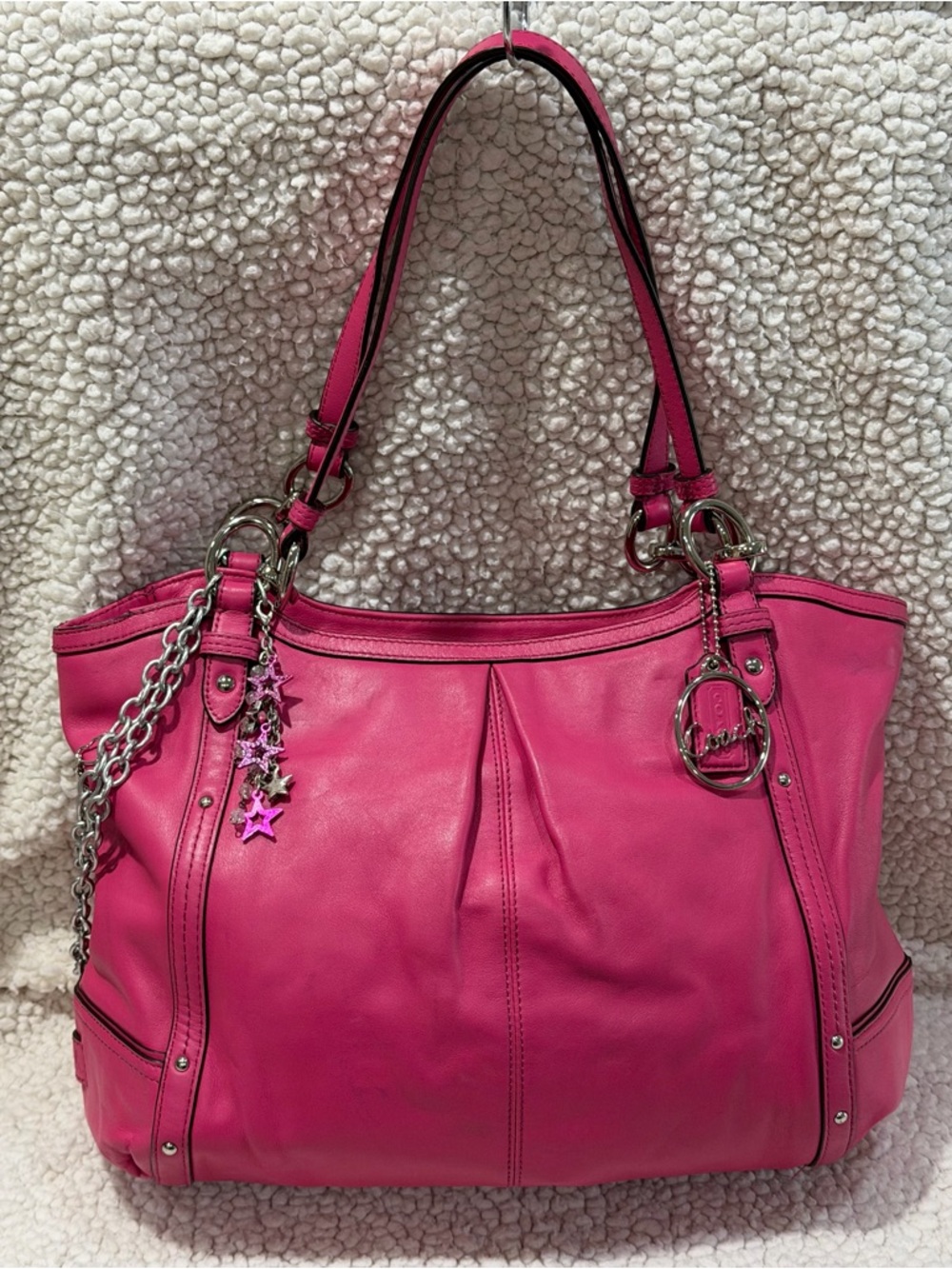 Vintage Coach Alexandra Rose Pink Leather shoulder bag/tote Style number F20812